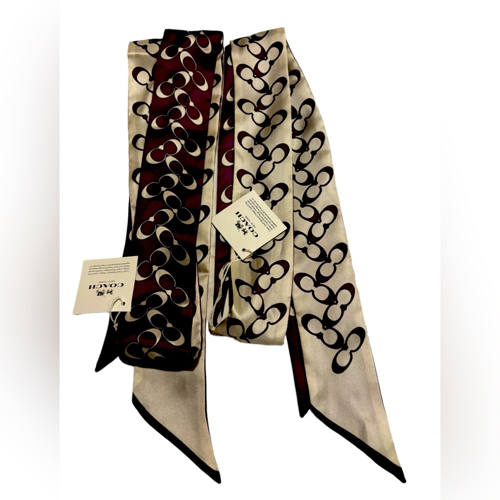 NWT Coach scarf set of two twilly silk scarfs.